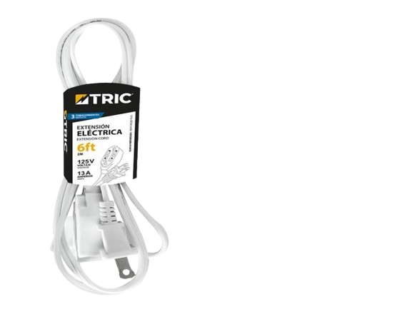 EXTENSIÓN ÉLECTRICA 6FT COLOR BLANCO UNID TRIC