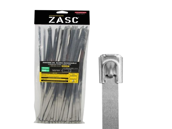 TIRRAP ZUNCHO ACERO INOXIDABLE 4,6X300MM 100PZAS UNID ZASC