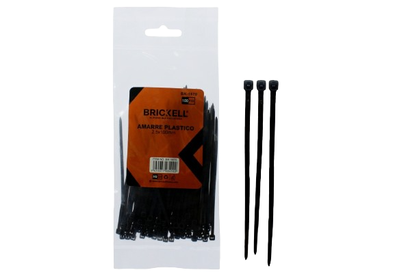 TIRRAP ZUNCHO NEGRO / BLANCO 2.5x100MM 100 PZAS UNID BRICKELL
