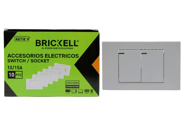 INTERRUPTOR APAGADOR DOBLE BLANCO UNID BRICKELL
