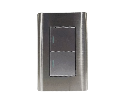INTERRUPTOR APAGADOR DOBLE COLOR GRIS METAL UND V-TEG