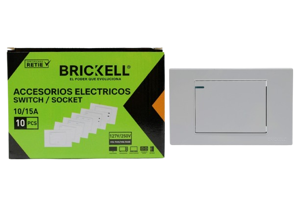 INTERRUPTOR APAGADOR SENCILLO BLANCO UNID BRICKELL