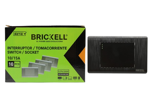 INTERRUPTOR APAGADOR SENCILLO MODERNO NEGRO UNID BRICKELL