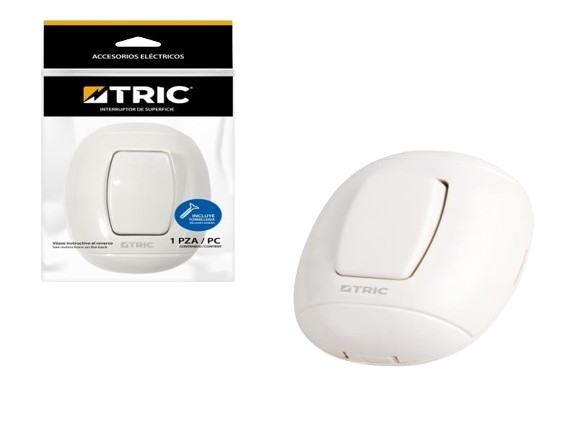 INTERRUPTOR DE SUPERFICIE SENCILLO TORTUGA COLOR BLANCO UNID TRIC