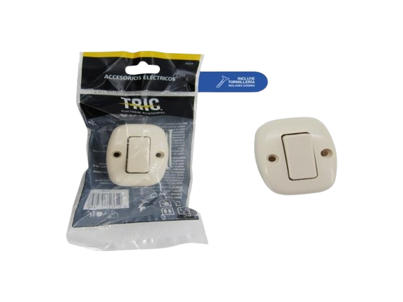 INTERRUPTOR DE SUPERFICIE TIPO TORTUGA SENCILLO BLANCO UNID TRIC