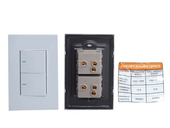 INTERRUPTOR DOBLE MODERNO BLANCO UNID V-TEG