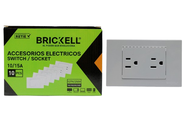 TOMA CORRIENTE DOBLE CON TIERRA BLANCO UNID BRICKELL