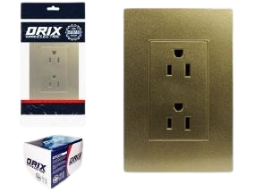 TOMA CORRIENTE DOBLE CON TIERRA DORADO UNID ORIX