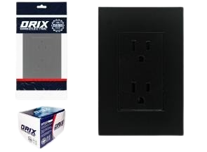 TOMA CORRIENTE DOBLE CON TIERRA NEGRO UNID ORIX