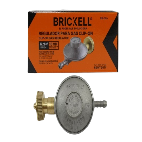 REGULADOR DE GAS ALEACIÓN DE ZINC CLIP-ON 10MMX50MBAR BOQ/ HR UNID BRICKELL