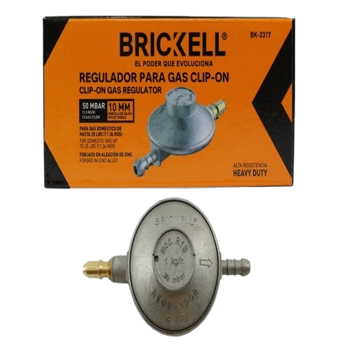 REGULADOR DE GAS ALEACIÓN DE ZINC AUTOGAS 50MBAR BOQ/ PICO 10MM UNID BRICKELL