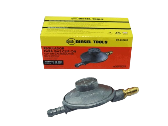 REGULADOR DE GAS ALEACIÓN DE ZINC AUTOGAS 50MBAR BOQ/ PICO 10MM UNID DIESEL TOOLS