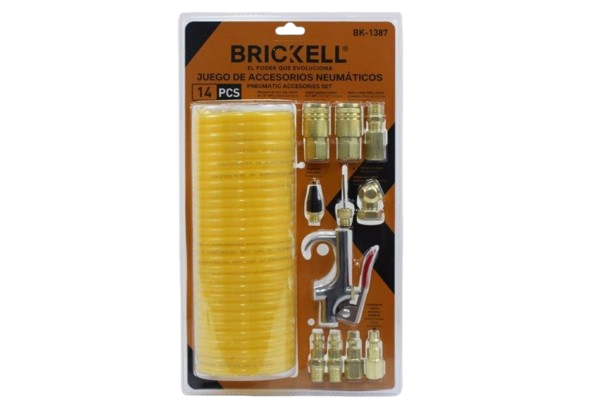 SET ACCESORIOS NEUTMATICOS MANGUERA/ACOPLE/NIPLE 14 PZAS UNID BRICKELL