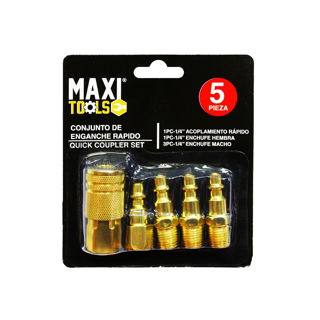 SET DE ACOPLES PARA COMPRESOR 5 PIEZAS MR-HR/A RAPIDO BRONCE UNID MAXI TOOLS