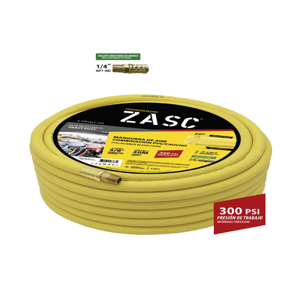 MANGUERA DE AIRE COMBINACION PVC-CAUCHO 3/8" X 30MTS 300PSI UNID ZASC