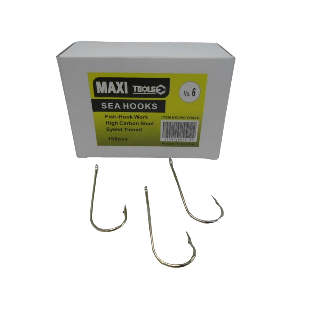 ANZUELO PARA PESCAR #6 CAJA 100 PZAS UNID MAXI TOOLS