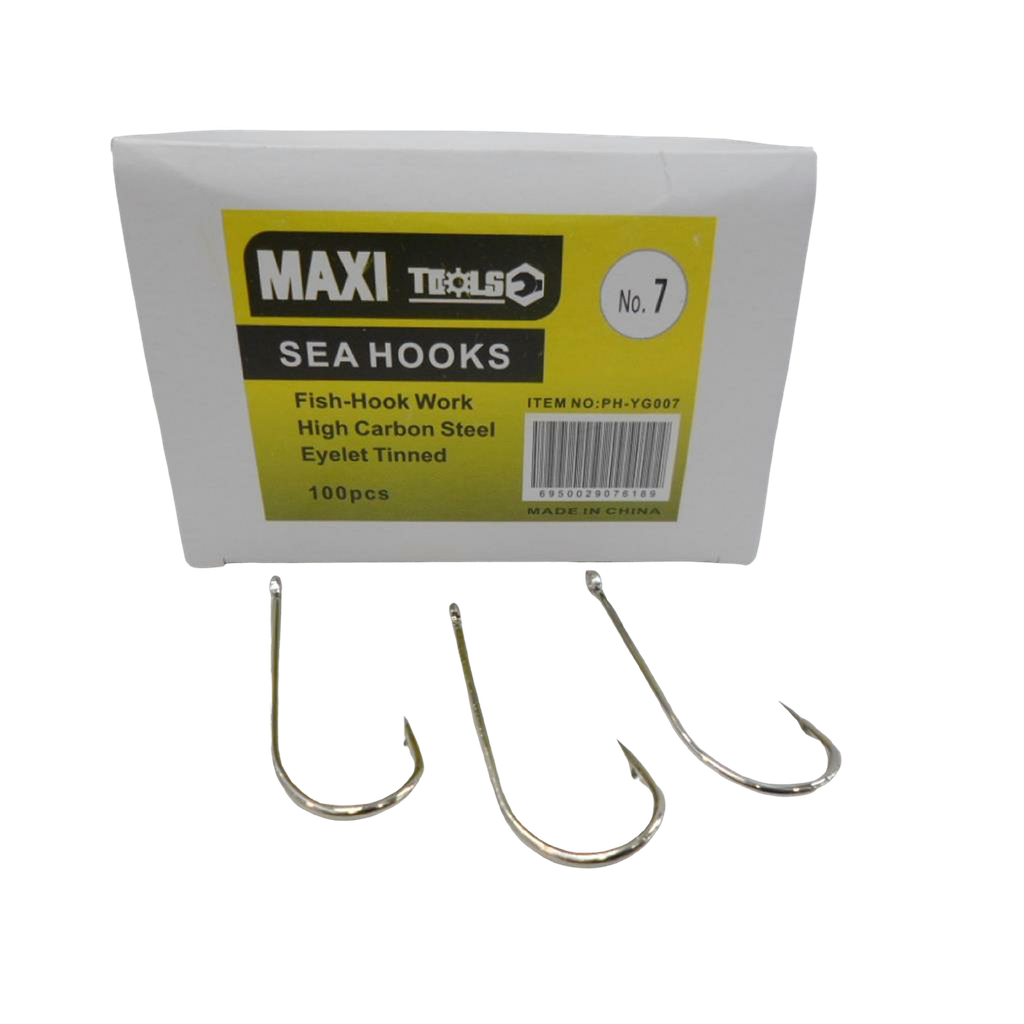 ANZUELO PARA PESCAR #7 CAJA 100 PZAS UNID MAXI TOOLS