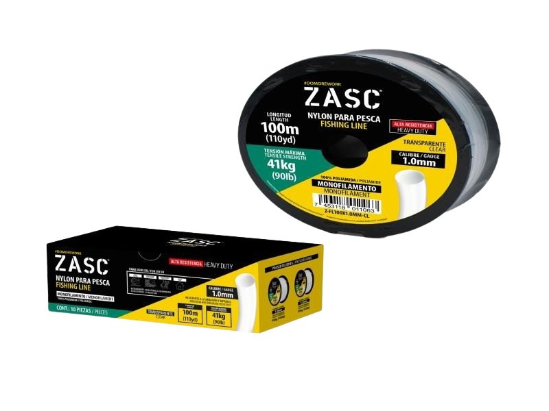 NYLON PARA PESCA 100 M - CAL 1.1MM - T. MÁXIMA 45KG TRANSP UNID ZASC