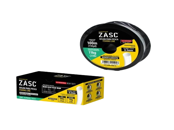 NYLON PARA PESCA CAL 0,5MMx100MTS TENSIÓN MÁX 11KG TRANSP. UNID ZASC
