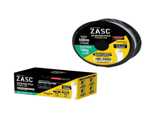 NYLON PARA PESCA CAL 0,6MMx100MTS TENSIÓN MÁX 16KG TRANSP. UNID ZASC