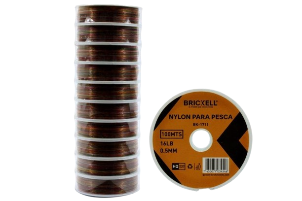 NYLON PARA PESCA DE COLORES TAMAÑO 0.5MM/100MTS/16LB UNID BRICKELL