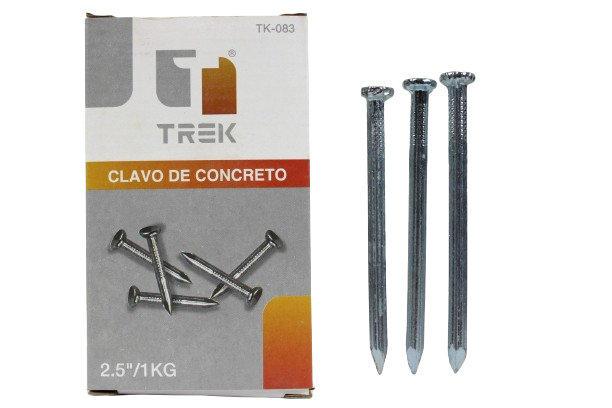 CLAVOS PARA CONCRETO 2.5" 1KG UNID TREK