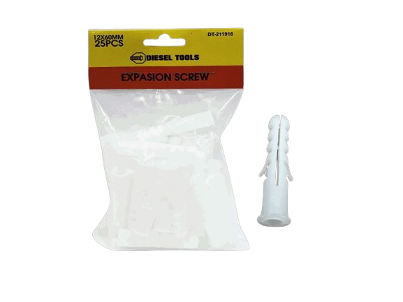 RAMPLUG PLASTICOS  DE EXPANSION 12X60MM 100 PZAS UNID DIESEL TOOLS