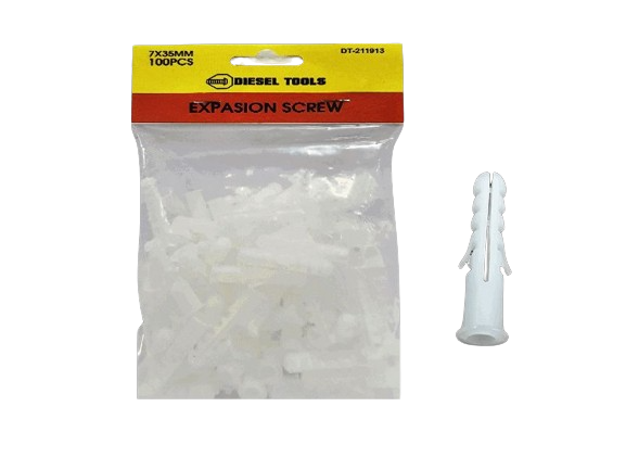 RAMPLUG PLASTICOS  DE EXPANSION 7X35MM 100 PZAS UNID DIESEL TOOLS