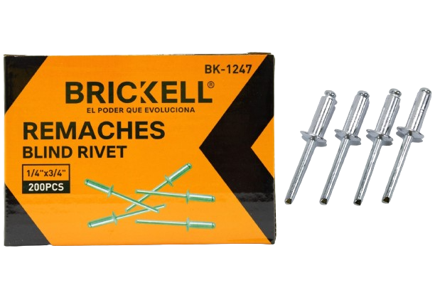 REMACHE DE ALUMINIO 1/4"x3/4" 200 PZAS UNID BRICKELL