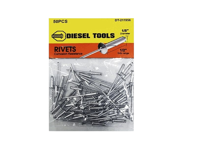 REMACHES DE ALUMINIO 1/8" X 1/2" 50 PZAS UNID DIESEL TOOLS