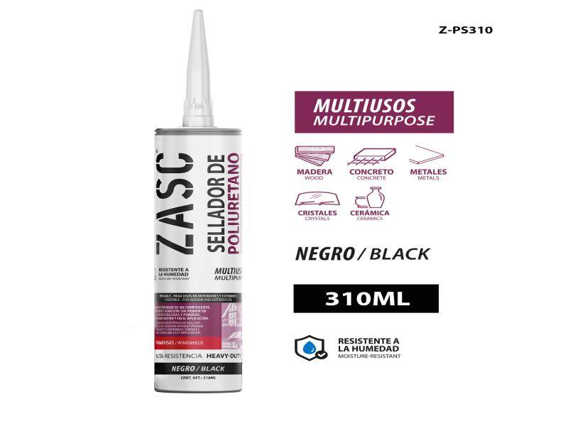 SELLADOR DE POLIURETANO PARABRISAS 310ML NEGRO UNID ZASC