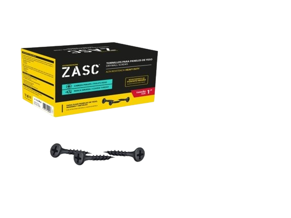 TORNILLO 1" ROSCA GRUESA CAL #6  NEGRO 1.000PZAS/CAJA UNID ZASC
