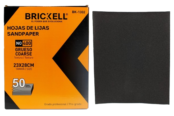 PAPEL DE LIJA 400 GRANO 50PZAS UNID BRICKELL