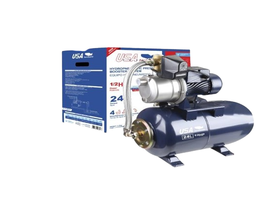 HIDRONEUMÁTICO 24L - 1/2HP BOBINA DE COBRE IMPULSOR AC/INOX UNID USA