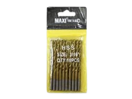 SET DE BROCAS HSS DE METAL 3/16" 10 PZAS UNID MAXI TOOLS