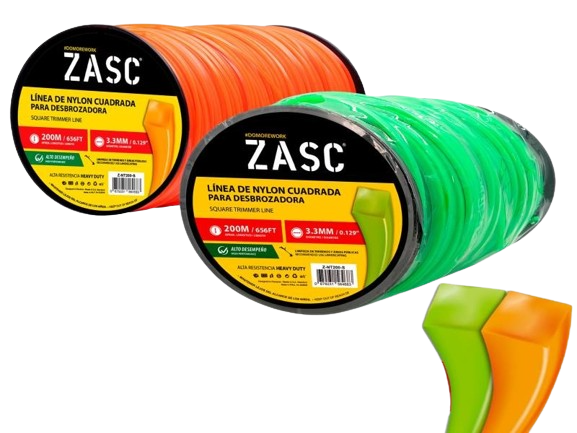 NYLON DESMALEZADOR CUADRADO 3.33MMx200MTS UNID ZASC