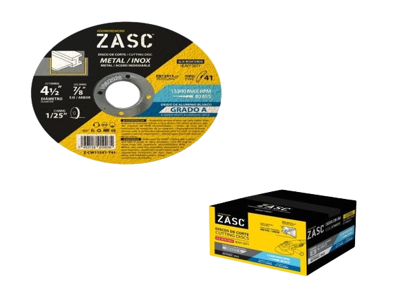 DISCO DE CORTE METAL EXT/FINO 4 1/2"x1/25" T41 (PLANO) UNID ZASC