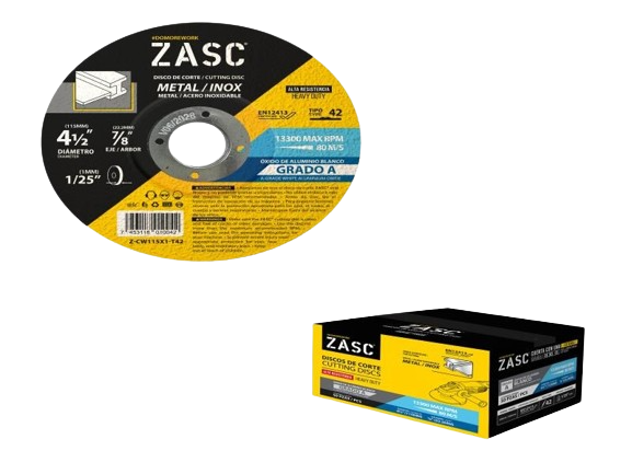 DISCO DE CORTE METAL EXT/FINO 4 1/2"x1/25" T42 (CONCOVO) UNID ZASC