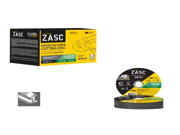 DISCO DE CORTE METAL GRUESO 4 1/2"x7/8"x1/8" T42 (CONCOVO) UNID ZASC