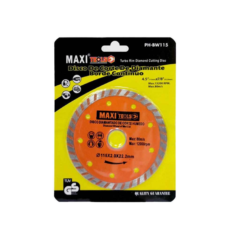 DISCO DIAMANTADO B/CONTINUO 4 1/2 x 1/25 x 7/8" UNID MAXI TOOLS
