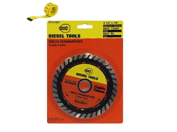 DISCO DIAMANTADO TURBO 4 1/2"x7/8" UNID DIESEL