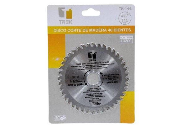 DISCO PARA CORTE DE MADERA 4 1/2"X7/8" 40 DIENTES UNID TREK
