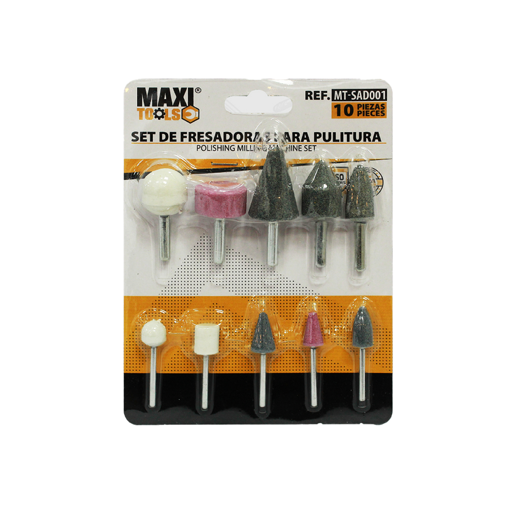 SET DE FRESADORA PARA PULITURA 10 PIEZAS UNID MAXI TOOLS