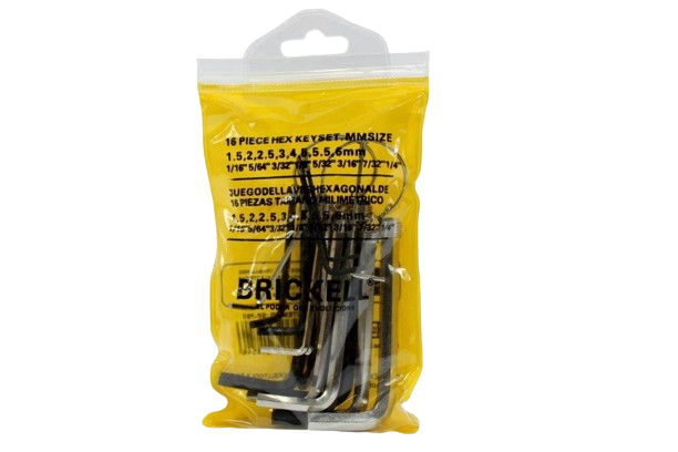 SET DE LLAVES ALLEN 1,5 A 6MM -1/16 A 1/4" 16PZAS UNID BRICKELL