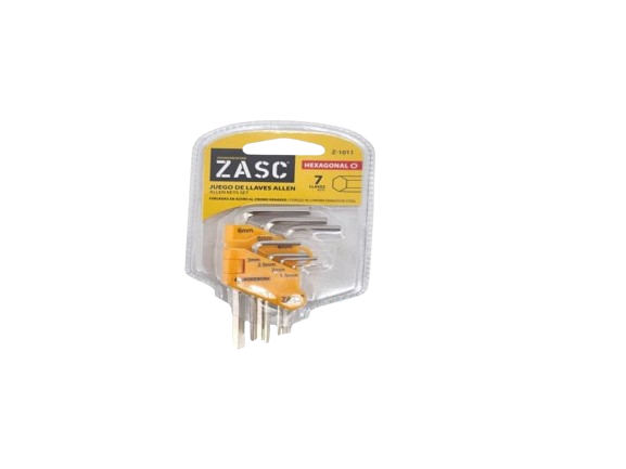 SET DE LLAVES ALLEN ACERO 7 PZS (6-5-3-2,5-2-1,5 MM) UNID ZASC