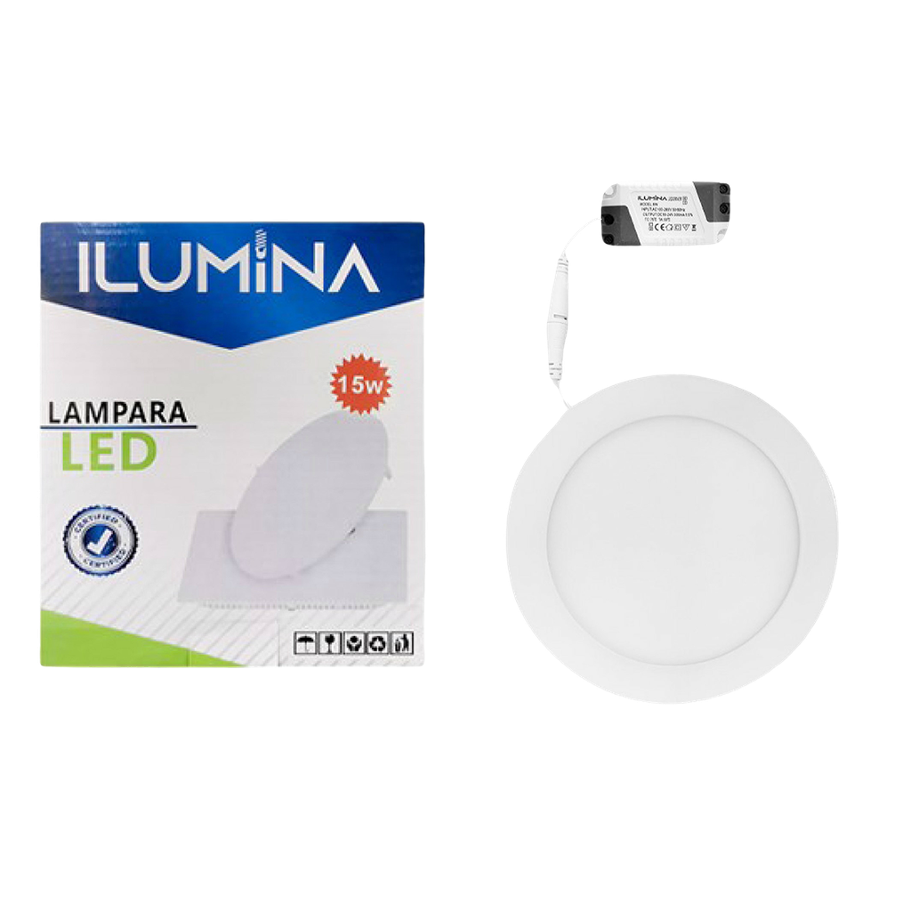LAMPARA PANEL LED REDONDA 15W P/EMPOTRAR UNID ILUMINA