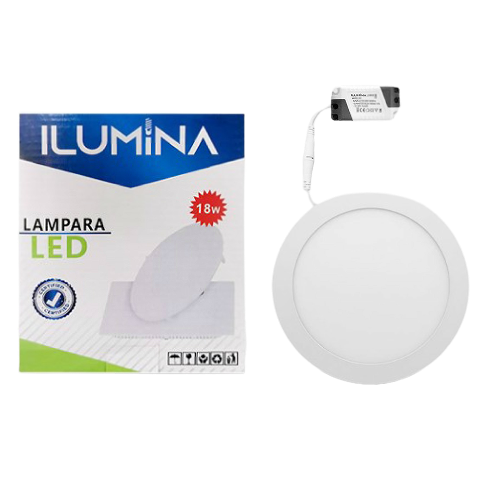 LAMPARA PANEL LED REDONDA 18W P/EMPOTRAR UNID ILUMINA