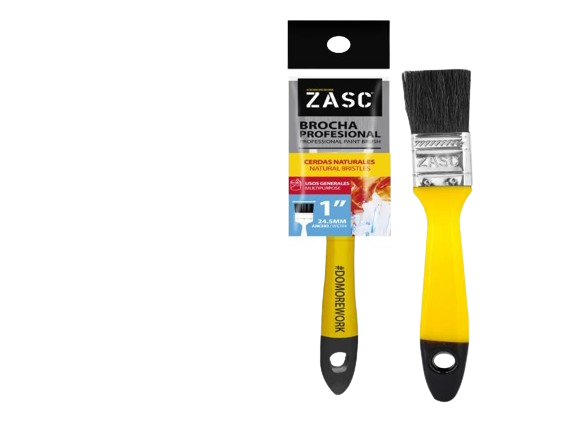 BROCHA 1" CERDAS NATURALES NEGRAS C/MANGO AMARILLO UNID ZASC