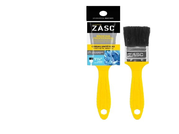 BROCHA 1" CERDAS SINTÉTICAS NEGRAS C/MANGO AMARILLO UNID ZASC