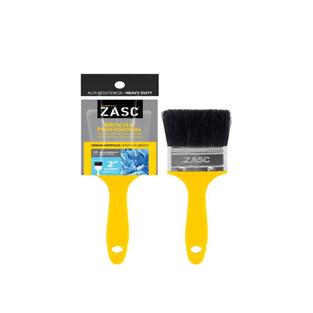 BROCHA 2" CERDAS SINTÉTICAS NEGRAS C/MANGO AMARILLO UNID ZASC